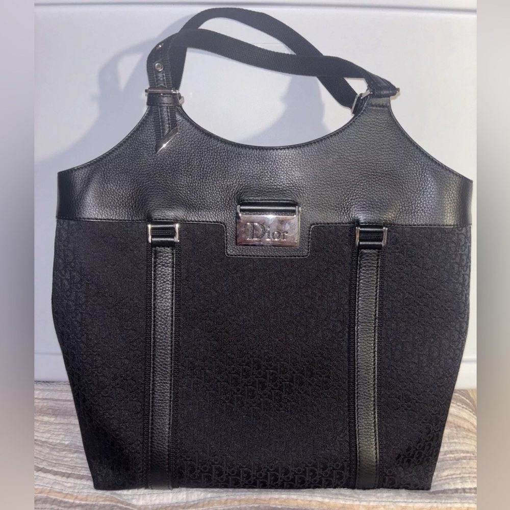 Authentic Dior Large Street Chic Trotter Black Bag-Rare Black on Black